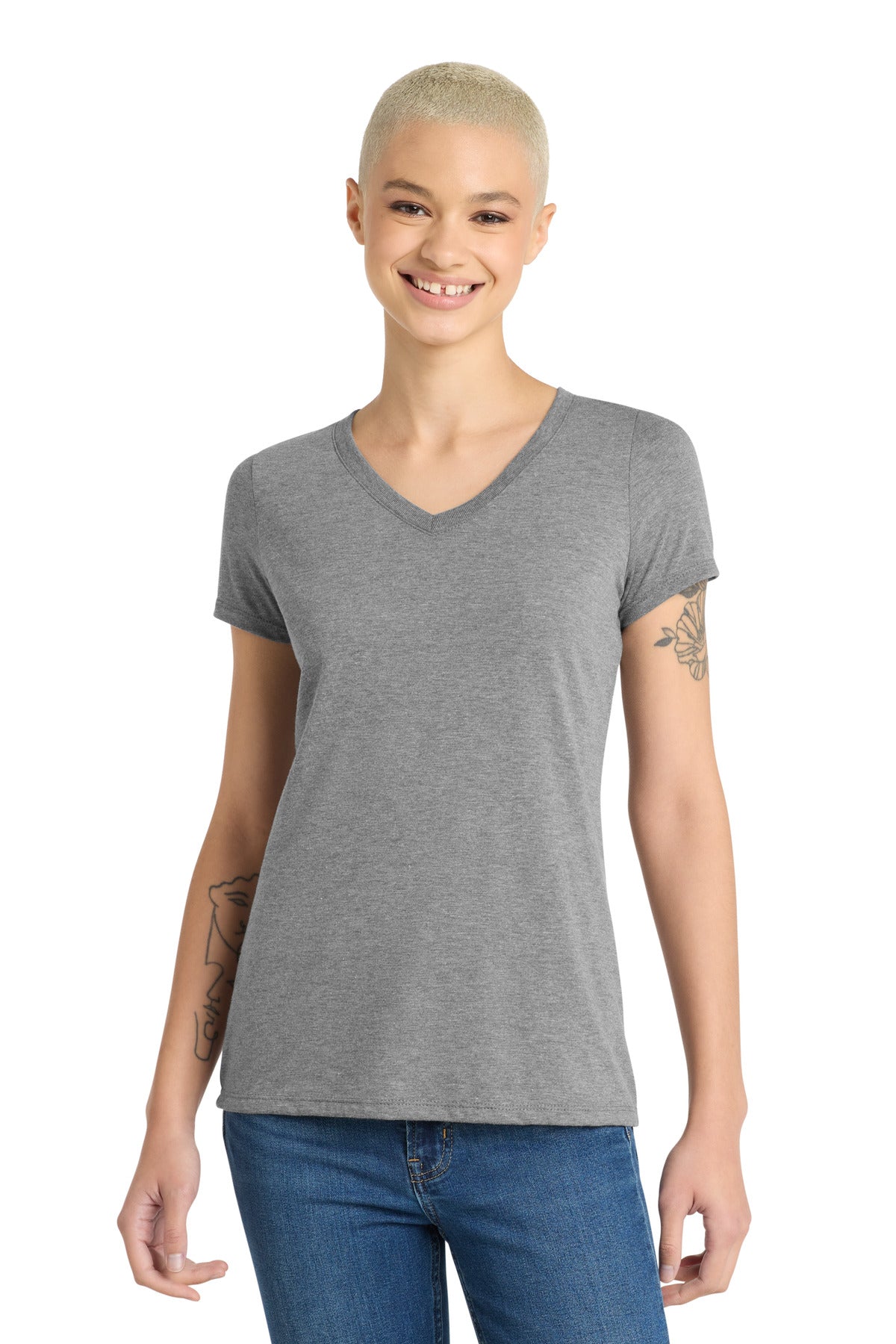 District Women's Perfect Tri V-Neck Tee. DM1350L