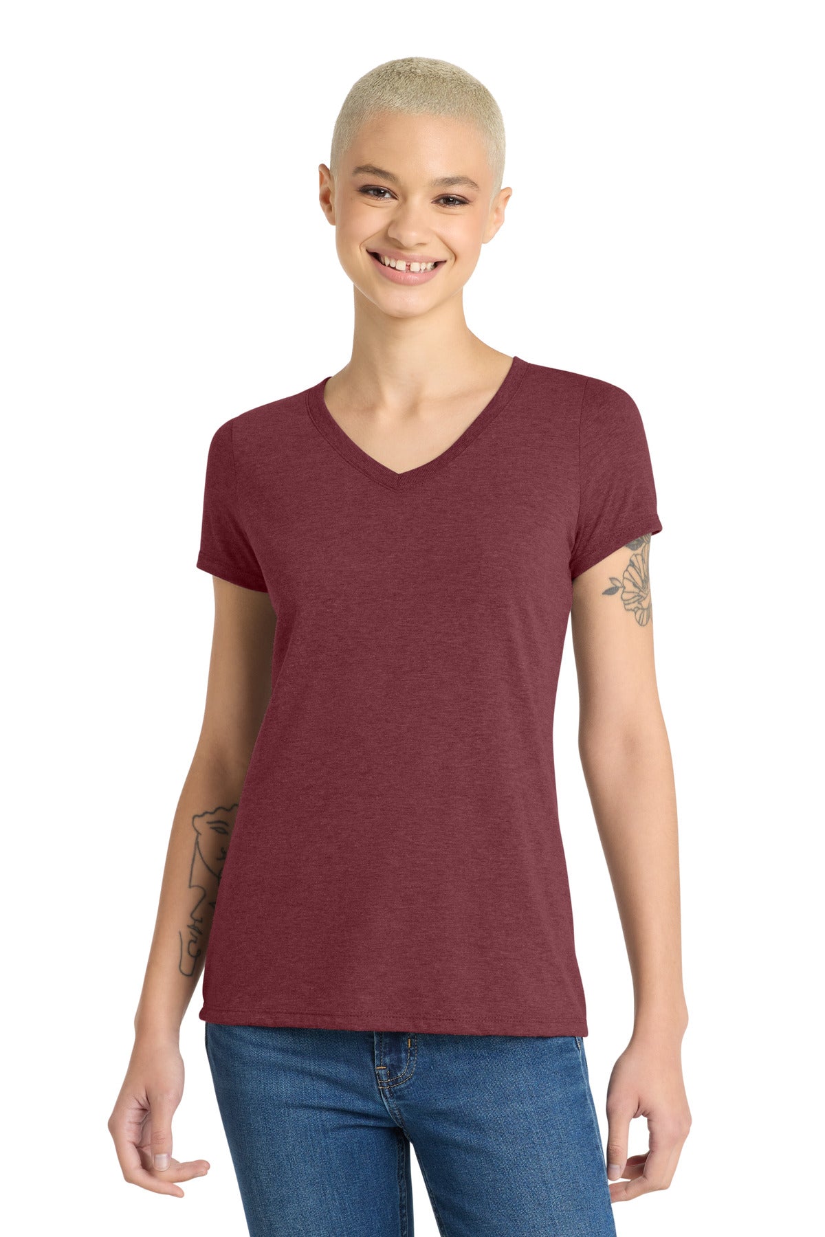 District Women's Perfect Tri V-Neck Tee. DM1350L